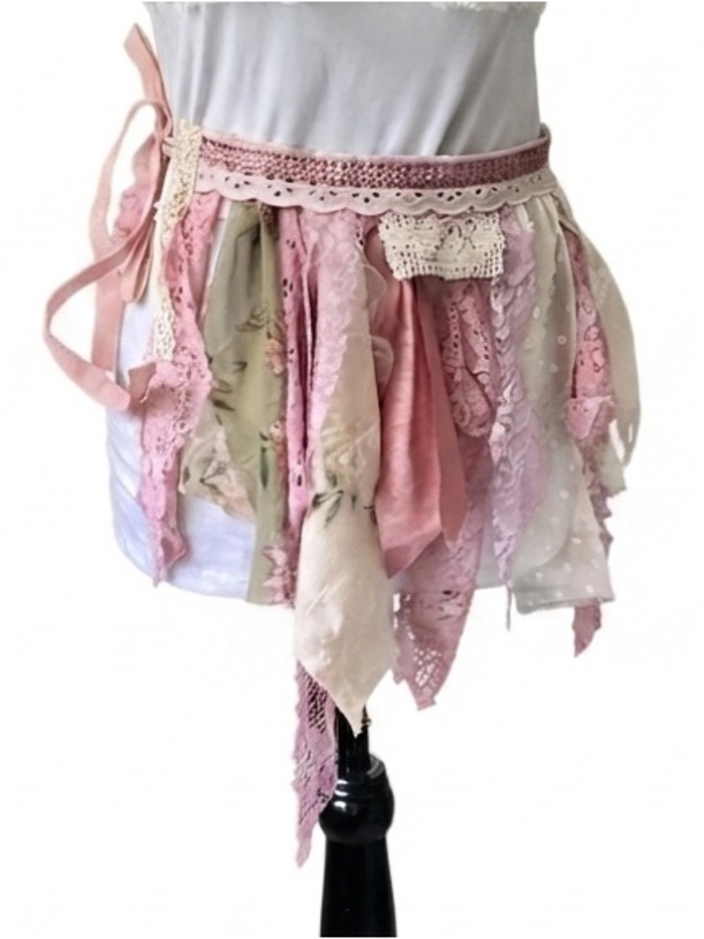 Handmade Boho Shabby Chic Fairy Lace Scrap Belt OS